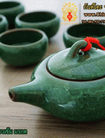 ชุดชงชาเซรามิค สีเขียวเข้ม มรกต ลายเกร็ดแก้ว (Ceramic TeaSet)