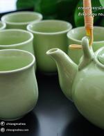ชุดกาชงชาเซรามิค เคลือบราน สีเขียว ทรงคลาสสิค (Green Crackle glaze Teaset)